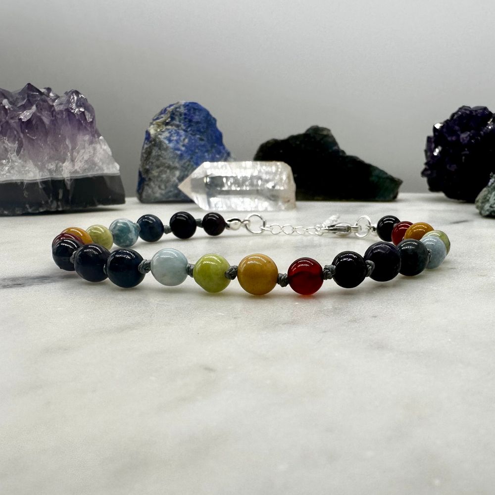8"-9.5" adjustable gemstone bracelet // darkspicy rainbow //...